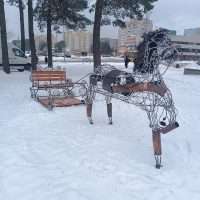 Изготовление новогодних инсталляций. Конь с санями